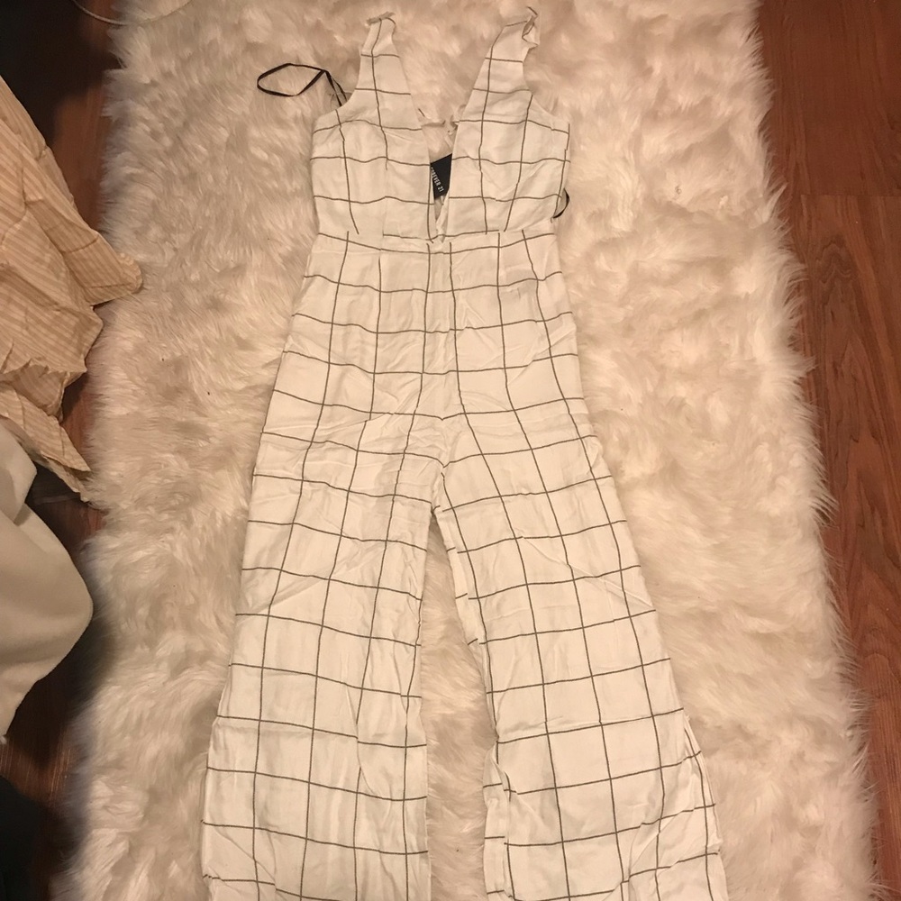 Black and white striped jumpsuit